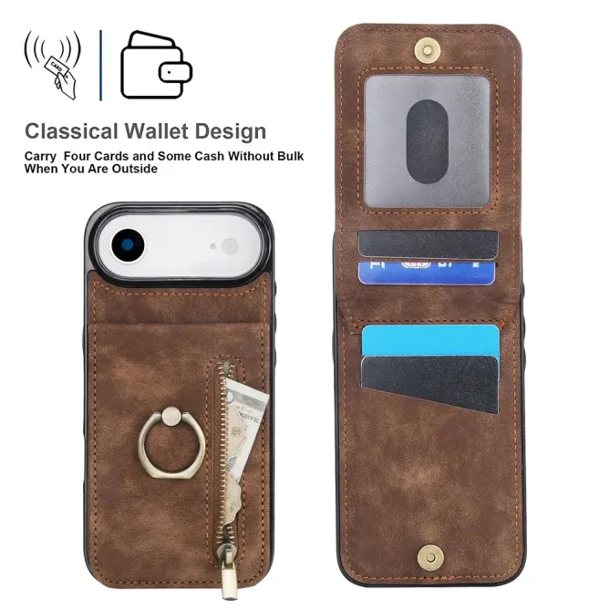 Coque iPhone Air Zippée RFID Porte-cartes Rétro