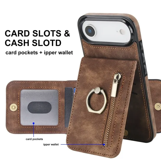 Coque iPhone Air Zippée RFID Porte-cartes Rétro