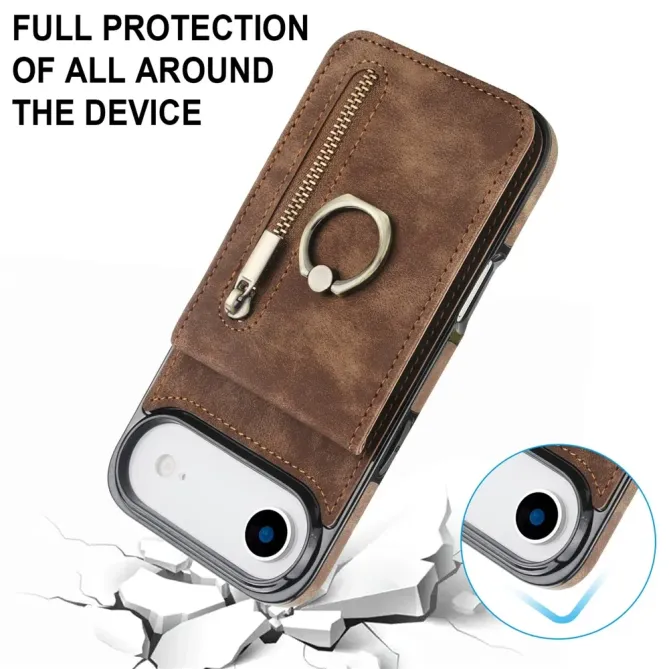 Coque iPhone Air Zippée RFID Porte-cartes Rétro