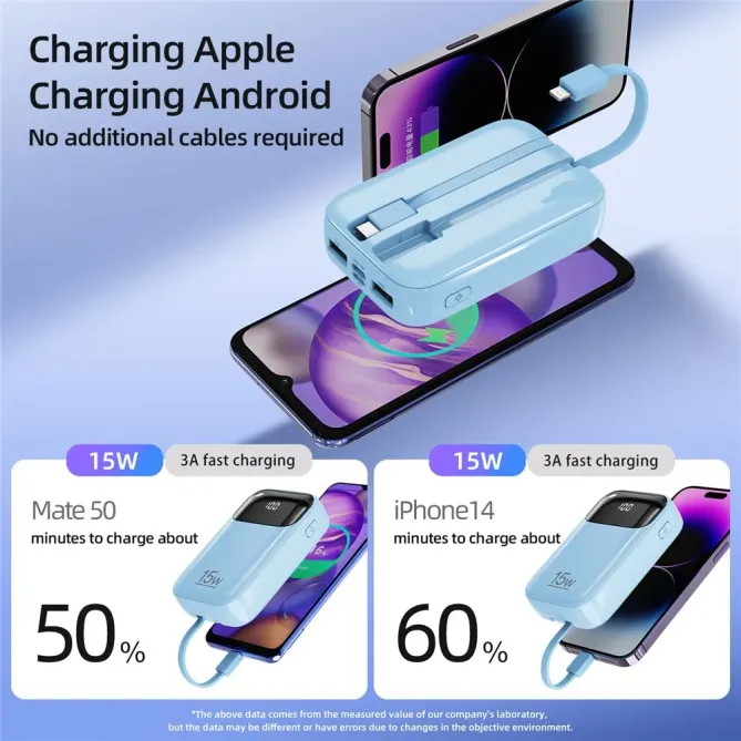 Batterie Externe K0090 20000mAh | Double Câble Intégré et Affichage Di