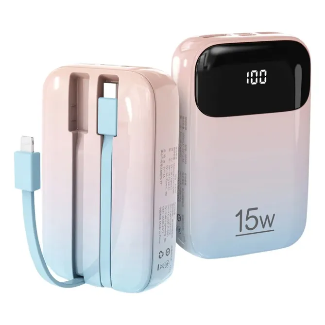 Batterie Externe K0090 20000mAh | Double Câble Intégré et Affichage Di