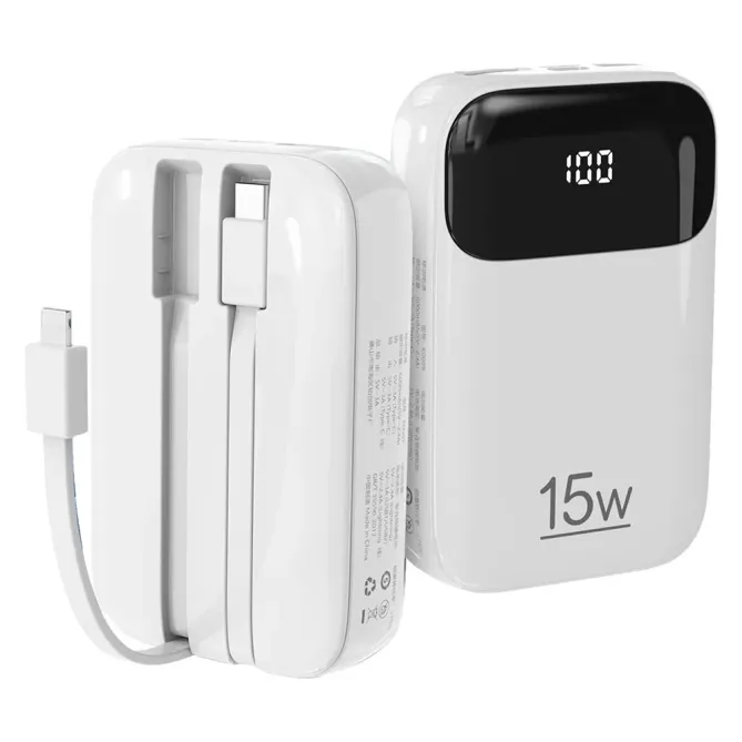 Batterie Externe K0090 20000mAh | Double Câble Intégré et Affichage Di