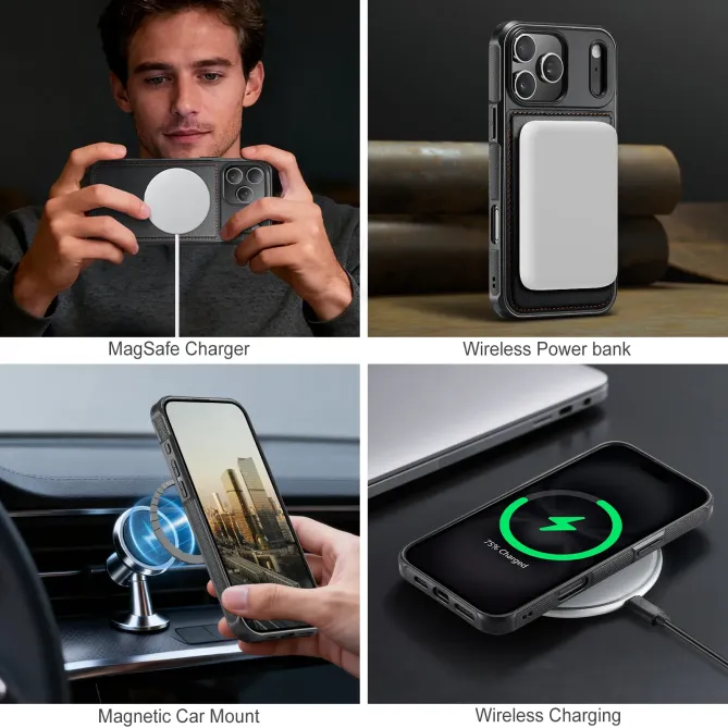 Coque iPhone 17 Pro Max J10 MagSafe Portefeuille Amovible