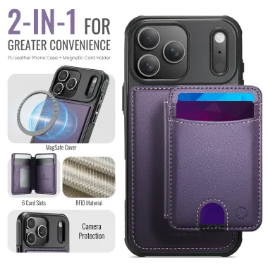 Coque iPhone 17 Pro Max J10 MagSafe Portefeuille Amovible Violet - photo 42