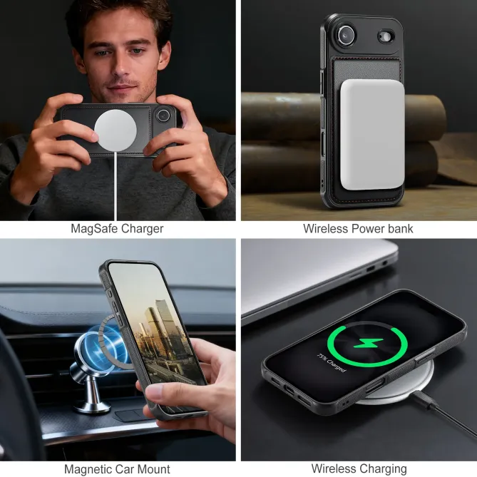 Coque iPhone Air J10 MagSafe Portefeuille Amovible