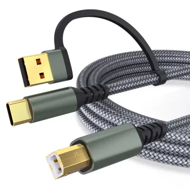 Câble Imprimante 2 en 1 USB/Type-C vers USB-B 2.0 Tressé 2m Gris Foncé - photo 13