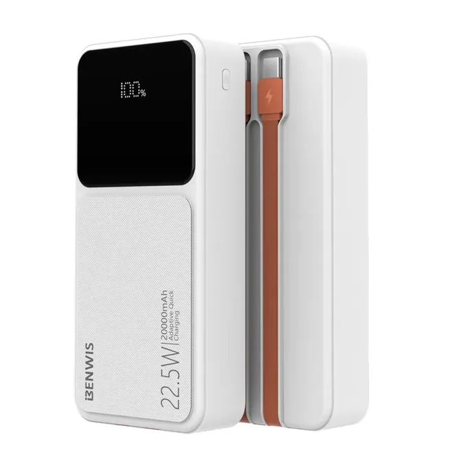Power Bank LED 20000mAh Intégrée Type-C + iP