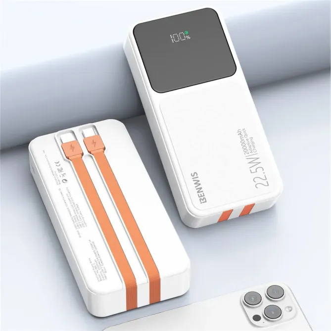 Power Bank LED 20000mAh Intégrée Type-C + iP