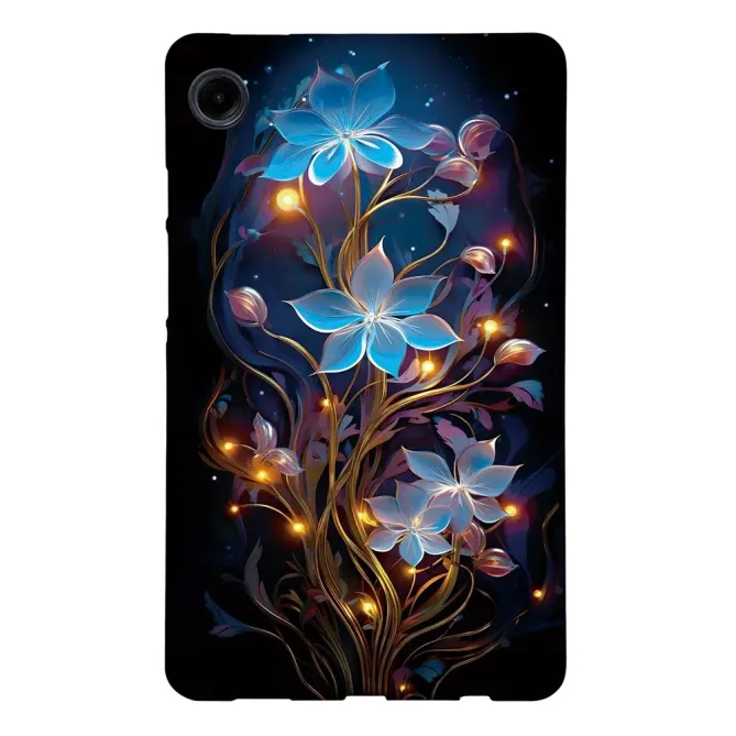 Coque Samsung Galaxy Tab A11 / A9 Fleur Bleue Nocturne