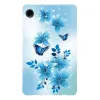 Coque Samsung Galaxy Tab A11 / A9 Papillon Bleu Fleurs Design