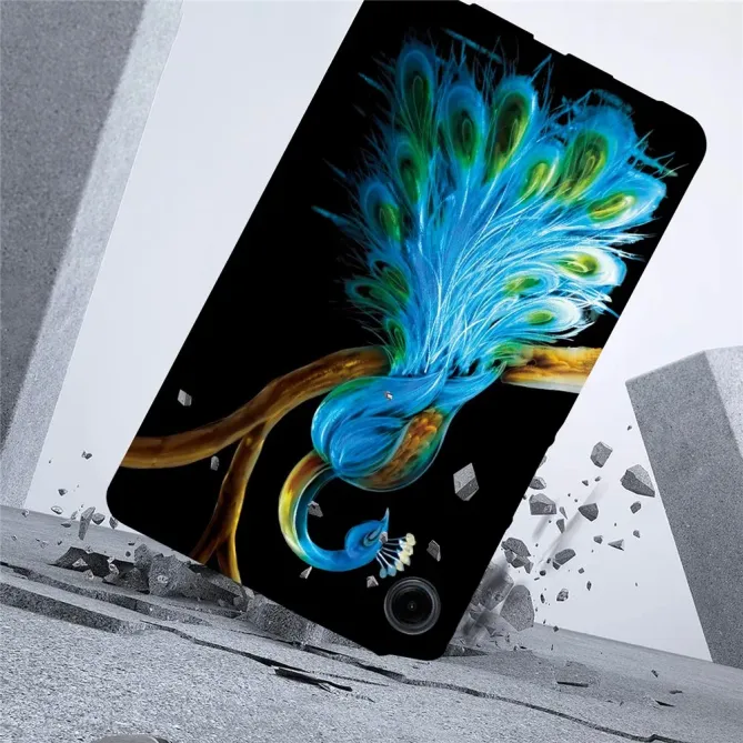 Coque Samsung Galaxy Tab A11 / A9 Paon Bleu Majestueux