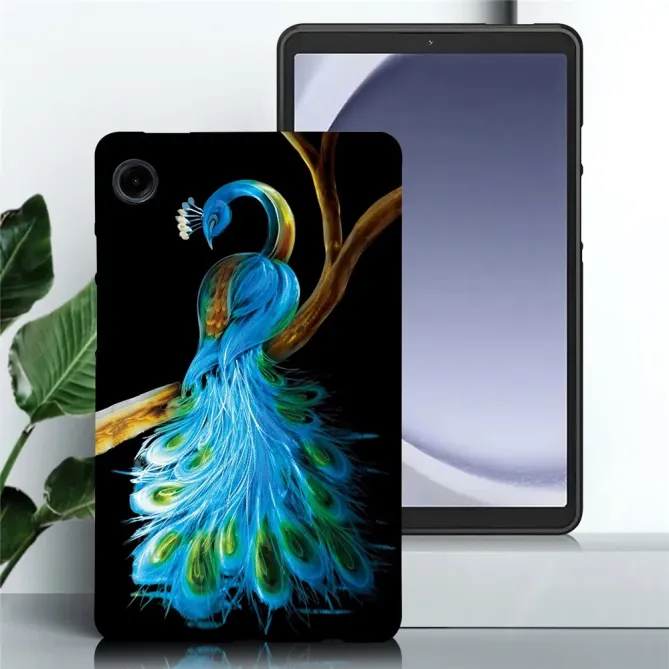 Coque Samsung Galaxy Tab A11 / A9 Paon Bleu Majestueux