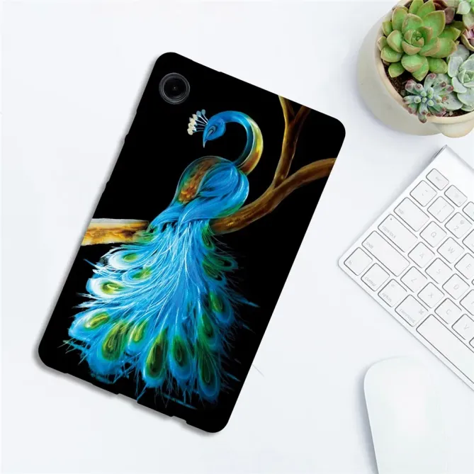 Coque Samsung Galaxy Tab A11 / A9 Paon Bleu Majestueux