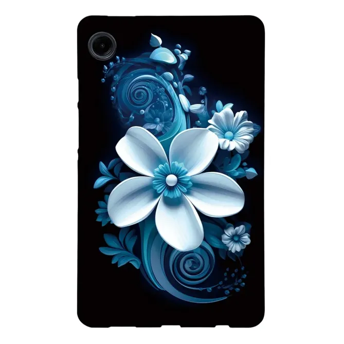 Coque Samsung Galaxy Tab A11 / A9 Fleur Bleue Artistique