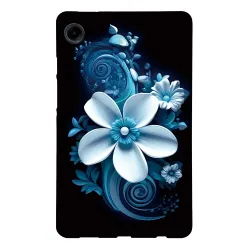 Coque Samsung Galaxy Tab A11 / A9 Fleur Bleue Artistique