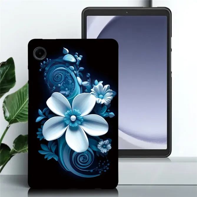 Coque Samsung Galaxy Tab A11 / A9 Fleur Bleue Artistique