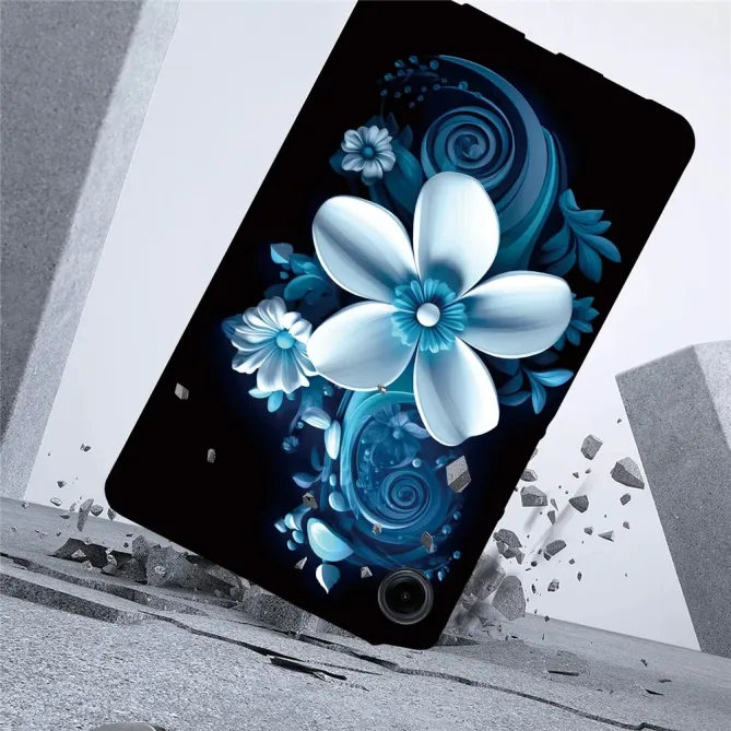 Coque Samsung Galaxy Tab A11 / A9 Fleur Bleue Artistique