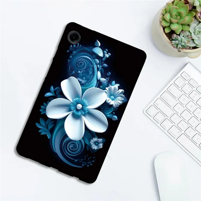 Coque Samsung Galaxy Tab A11 / A9 Fleur Bleue Artistique