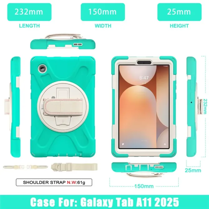 Coque Samsung Galaxy Tab A11 Support 360 degrés Bandoulière Renforcée
