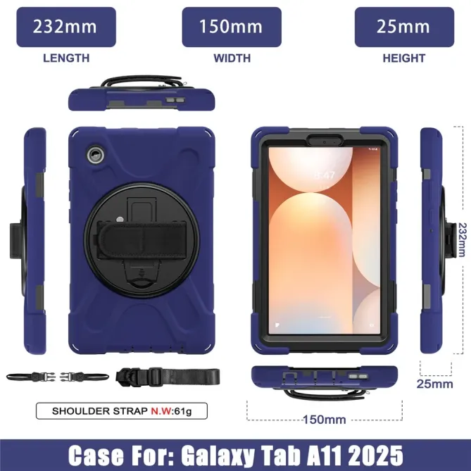 Coque Samsung Galaxy Tab A11 Support 360 degrés Bandoulière Renforcée