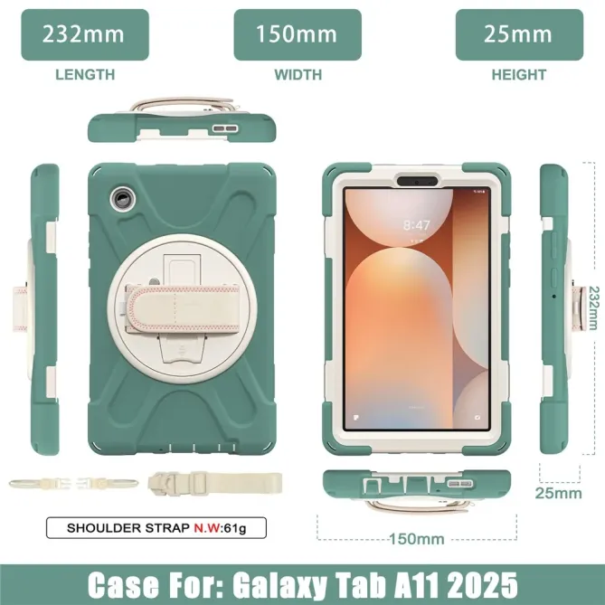 Coque Samsung Galaxy Tab A11 Support 360 degrés Bandoulière Renforcée