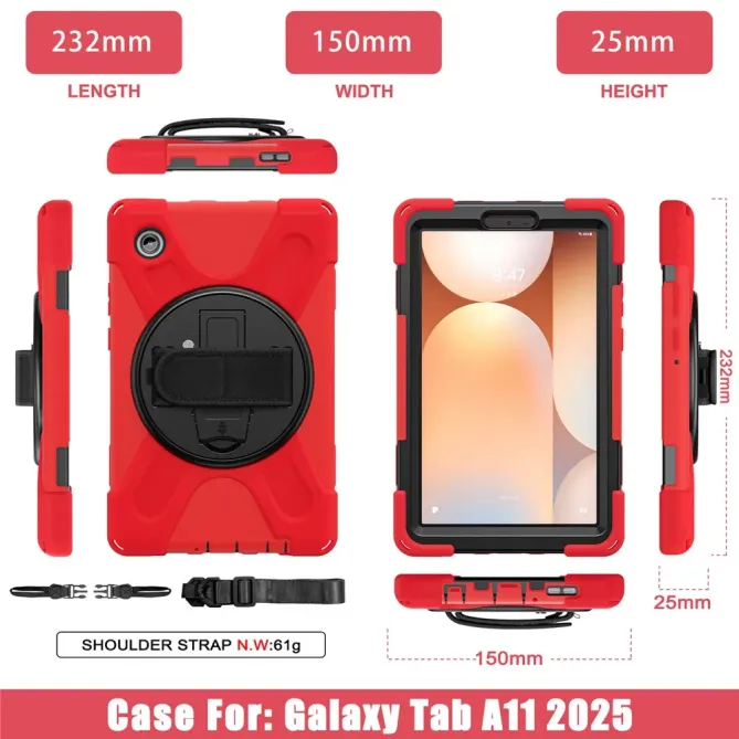 Coque Samsung Galaxy Tab A11 Support 360 degrés Bandoulière Renforcée