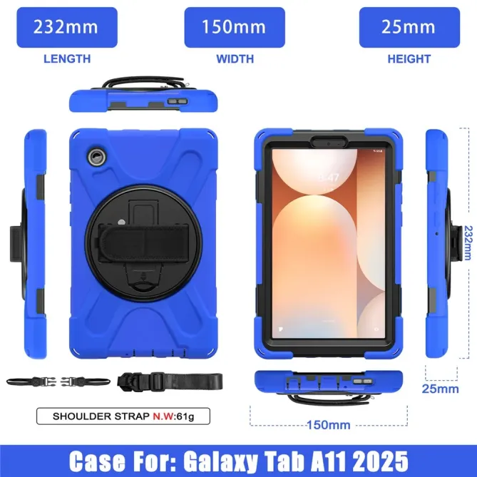 Coque Samsung Galaxy Tab A11 Support 360 degrés Bandoulière Renforcée