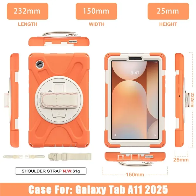 Coque Samsung Galaxy Tab A11 Support 360 degrés Bandoulière Renforcée
