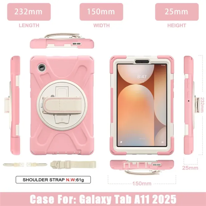 Coque Samsung Galaxy Tab A11 Support 360 degrés Bandoulière Renforcée