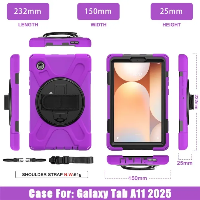 Coque Samsung Galaxy Tab A11 Support 360 degrés Bandoulière Renforcée
