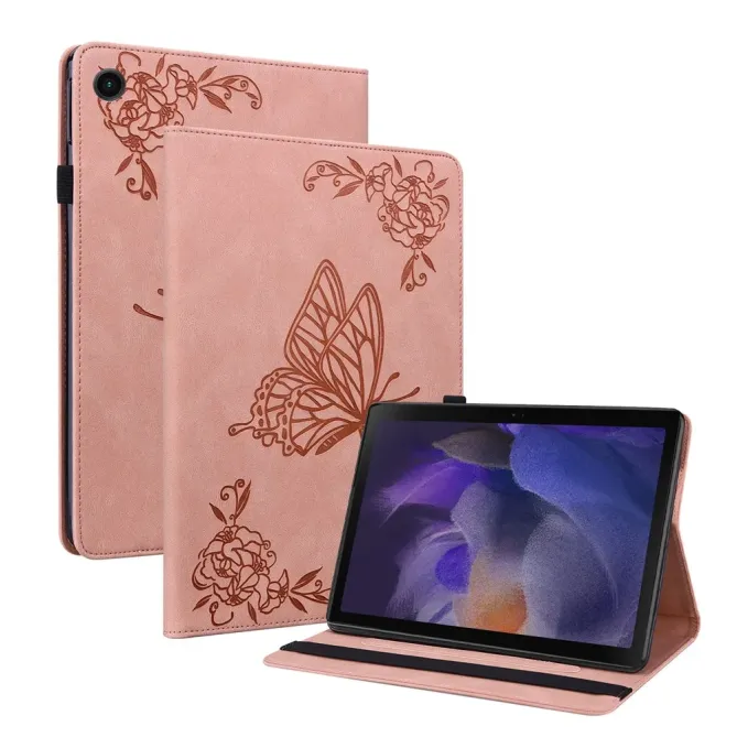 Étui Samsung Galaxy Tab A11 / A9 Papillon Fleur Simili Cuir Porte-cart