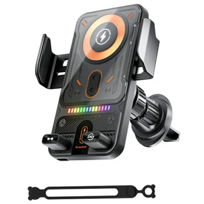 Support Smartphone Auto 15W Infrarouge Rotatif Silicone