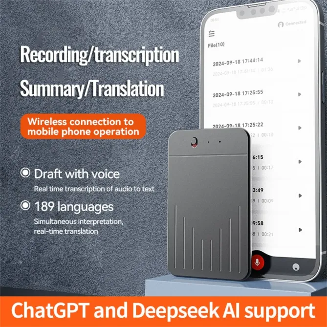 Enregistreur Vocal Smart 256GB Aluminium AI