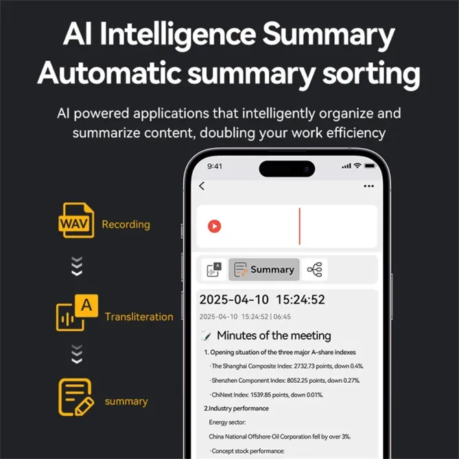 Enregistreur Vocal Smart 256GB Aluminium AI