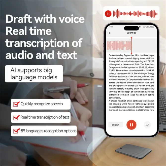 Enregistreur Vocal Smart 256GB Aluminium AI