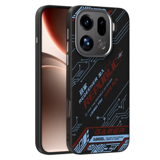 Coque Oppo Find X9 Pro 5G Design Circuit Bleu et Rouge