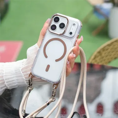 Coque iPhone 17 Pro Max Transparente MagSafe et Cordon Or - photo 20