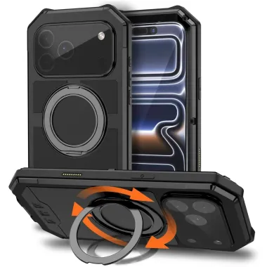 Coque iPhone 17 Pro Max R-JUST Métal MagSafe | Anneau et Verre Trempé