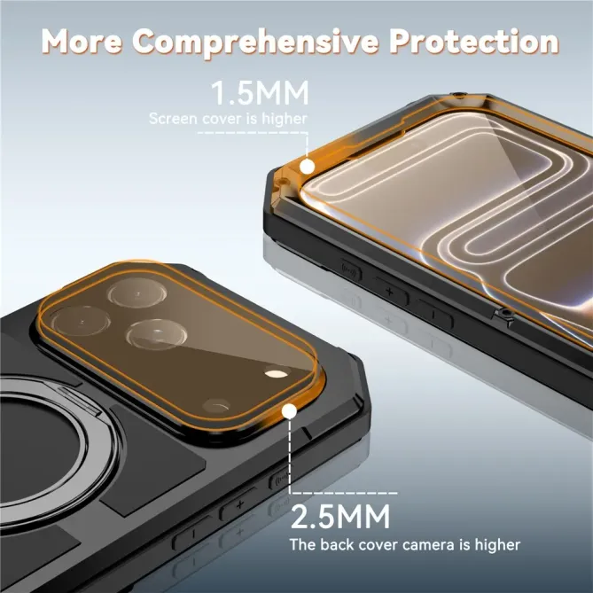 Coque iPhone 17 Pro Max R-JUST Métal MagSafe | Anneau et Verre Trempé