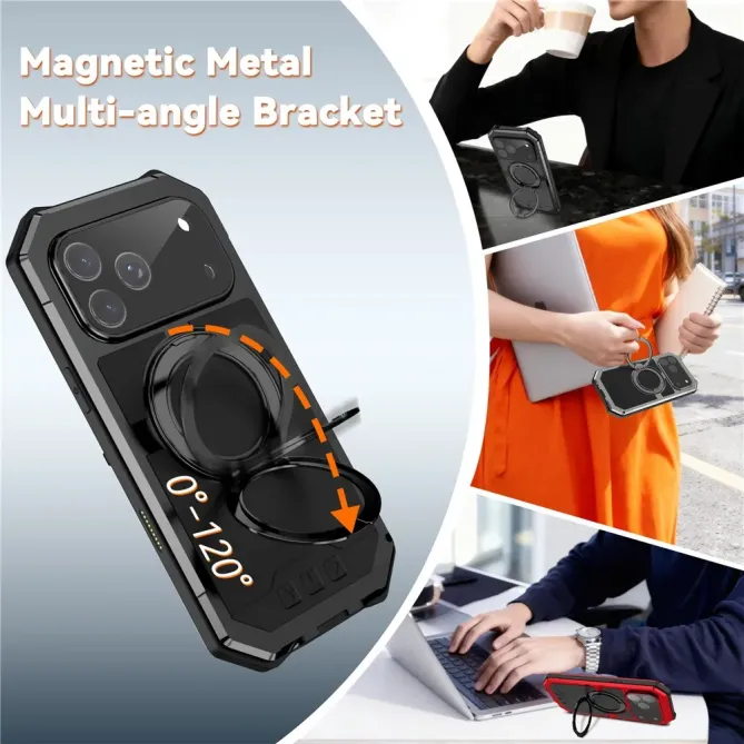 Coque iPhone 17 Pro Max R-JUST Métal MagSafe | Anneau et Verre Trempé