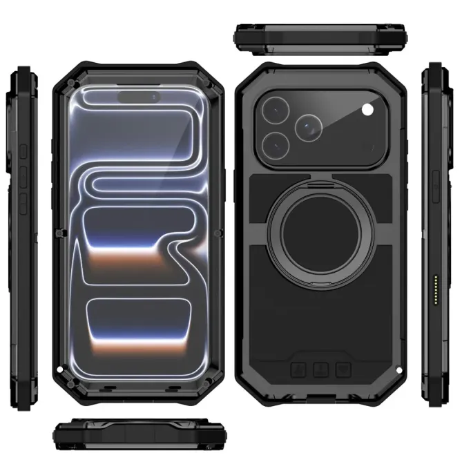Coque iPhone 17 Pro Max R-JUST Métal MagSafe | Anneau et Verre Trempé
