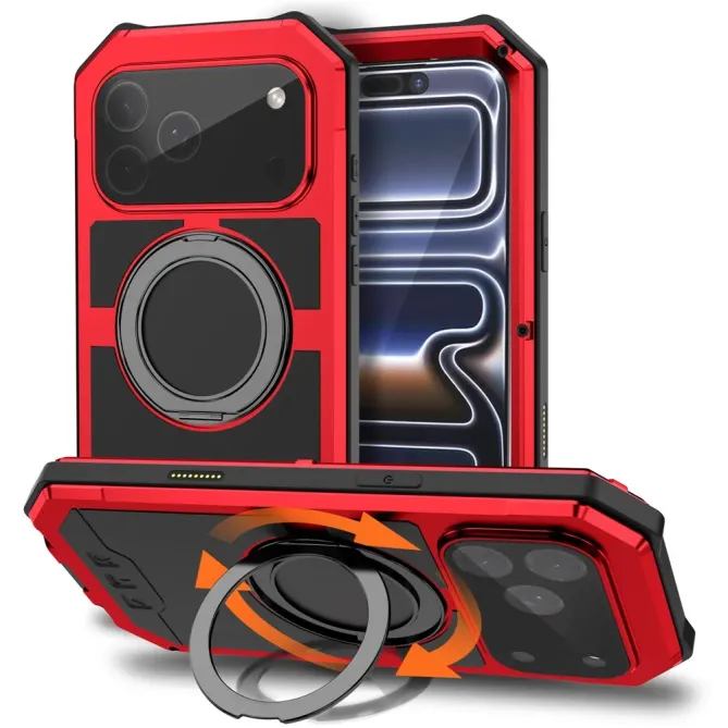 Coque iPhone 17 Pro Max R-JUST Métal MagSafe | Anneau et Verre Trempé