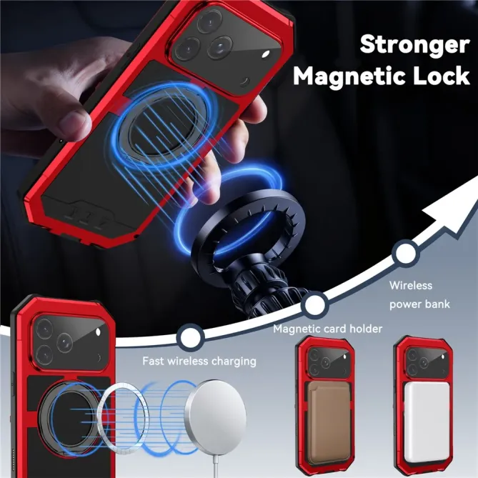 Coque iPhone 17 Pro Max R-JUST Métal MagSafe | Anneau et Verre Trempé