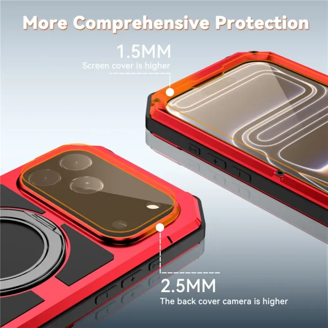 Coque iPhone 17 Pro Max R-JUST Métal MagSafe | Anneau et Verre Trempé