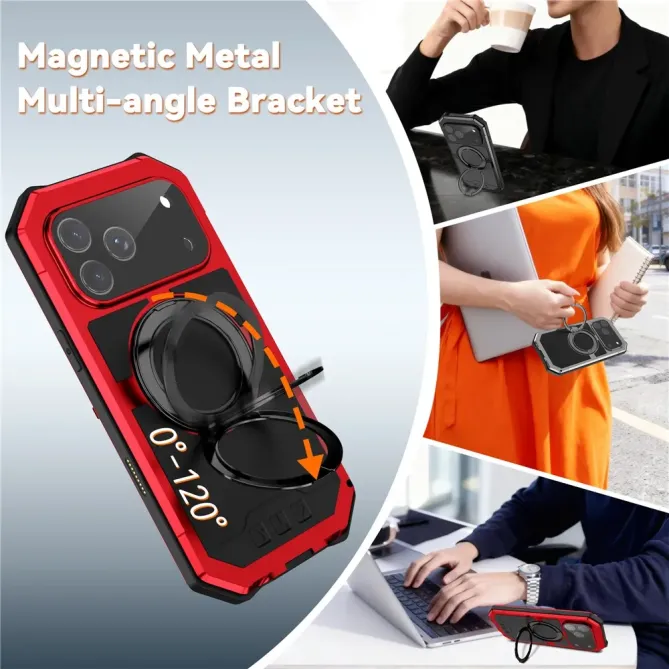 Coque iPhone 17 Pro Max R-JUST Métal MagSafe | Anneau et Verre Trempé