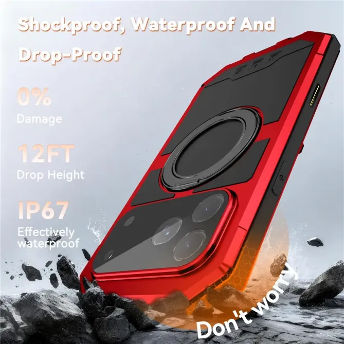 Coque iPhone 17 Pro Max R-JUST Métal MagSafe | Anneau et Verre Trempé