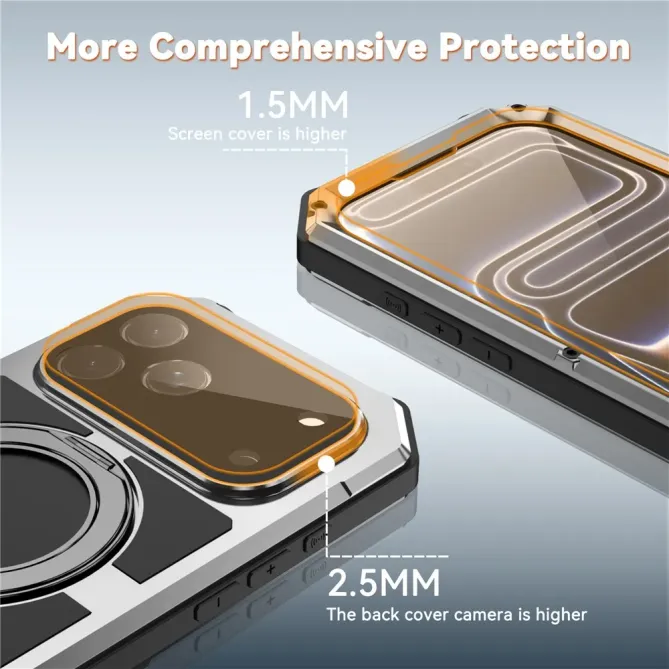 Coque iPhone 17 Pro Max R-JUST Métal MagSafe | Anneau et Verre Trempé