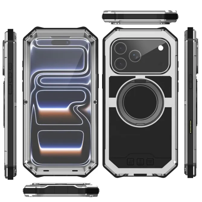 Coque iPhone 17 Pro Max R-JUST Métal MagSafe | Anneau et Verre Trempé
