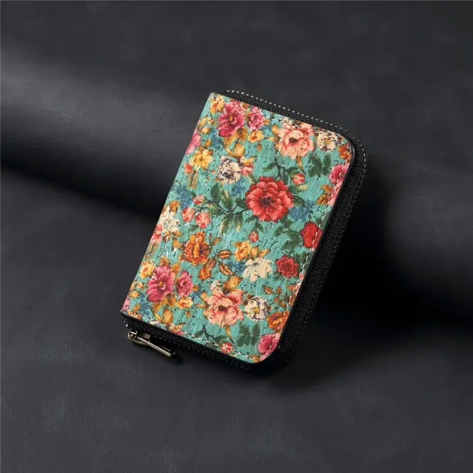 Portefeuille Fleuri MagSafe Bleu | Bloom Zip