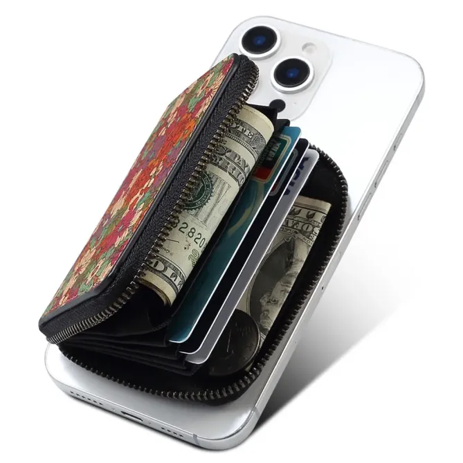 Portefeuille Fleuri MagSafe Rouge | Bloom Zip